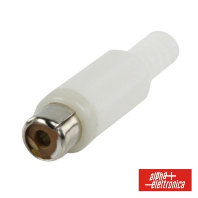 Conector fêmea RCA branco com contacto metálico