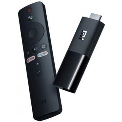Pen USB preta e comando Xiaomi preto com botões Netflix e Prime Video