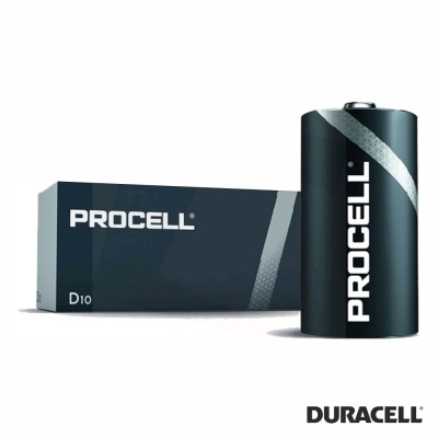 Pilha Duracell Procell D preta com embalagem