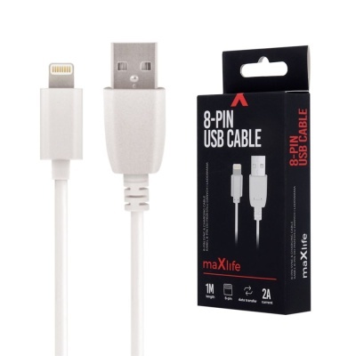Cabo USB 8-PIN branco com embalagem preta maXlife