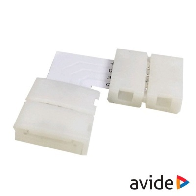 Conector elétrico branco em plástico com três peças, uma ligada a fita plana flexível.