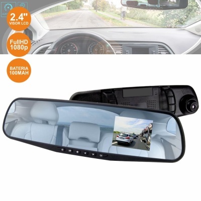 Espelho retrovisor carro com visor LCD e câmara integrada