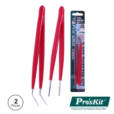 Conjunto de pinças vermelhas Pro'sKit 2 peças com embalagem