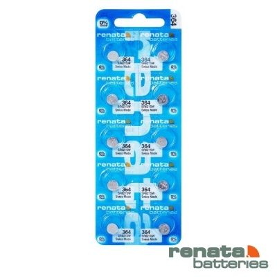 Blister azul com 10 pilhas Renata modelo 364