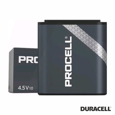 Duas pilhas retangulares Duracell Procell cinza escuro com texto branco