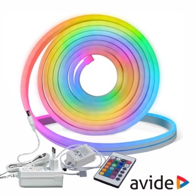 Fita LED colorida em espiral com controle remoto e adaptador de energia