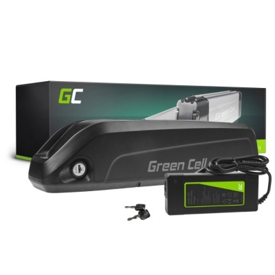 bateria de bicicleta elétrica preta Green Cell com fechadura e carregador preto
