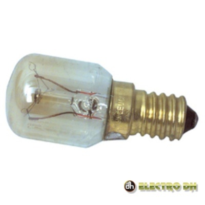 Lâmpada incandescente pequena com base roscada dourada e bulbo transparente