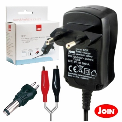 Carregador de baterias JOIN com cabos e caixa