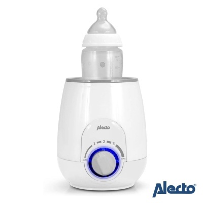 Esterilizador e aquecedor de biberões branco Alecto com biberão transparente