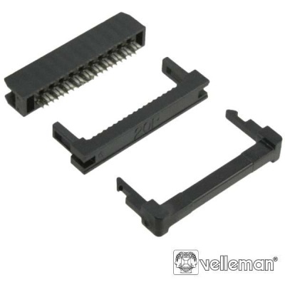 Conectores elétricos pretos com metal e logo Velleman