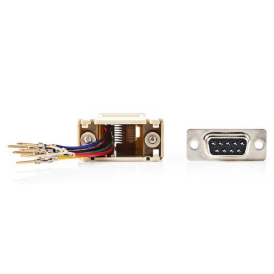 Conector DB9 macho e fêmea com fios coloridos