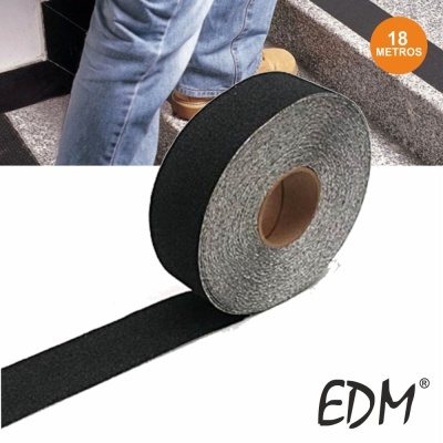 Rolo de fita antideslizante preta para degraus com 18 metros