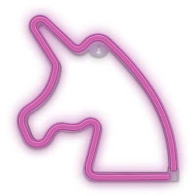 Neon em forma de cabeça de unicórnio cor-de-rosa
