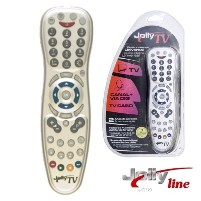 Comando universal Jolly TV branco com embalagem preta e rosa