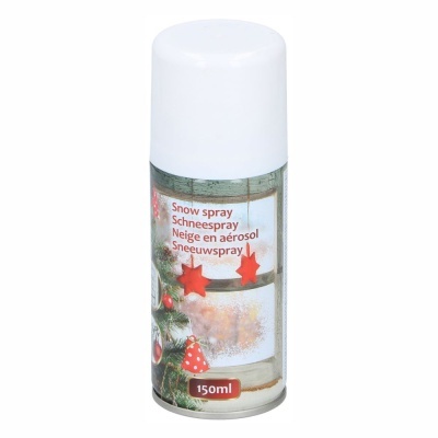 Lata de spray de neve artificial decorada com tema natalício e texto em várias línguas