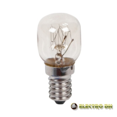 Lâmpada incandescente pequena com base metálica e filamento visível