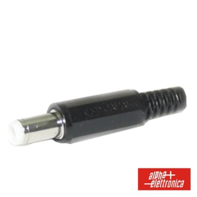 Conetor eléctrico masculino preto com ponta metálica e extremidade branca