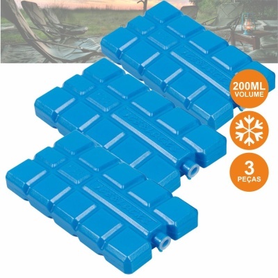 Conjunto de blocos térmicos azuis com textura em relevo e capacidade de 200ML