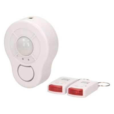 Alarme anti-roubo branco com sensores e dois comandos portáteis