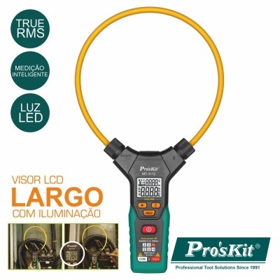Pinça amperimétrica digital Pro'sKit MT-312 com visor LCD e luz LED