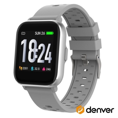 Relógio inteligente Denver com ecrã digital a cores e bracelete cinza