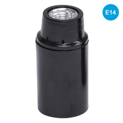 Suporte de lâmpada preto com rosca E14