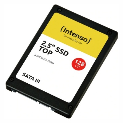 SSD Intenso 2,5'' 128GB SATA III com rótulo amarelo e branco