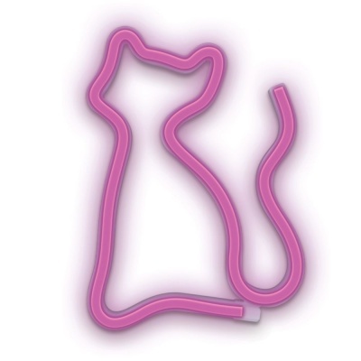 Luz em forma de gato cor de rosa neon