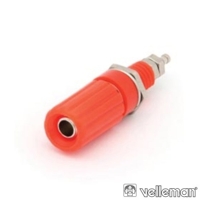 Conector tipo banana vermelho com partes metálicas
