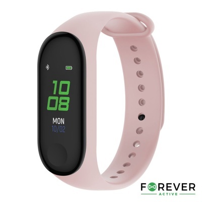 Pulseira de atividade FOREVER ACTIVE com mostrador digital preto e correia rosa