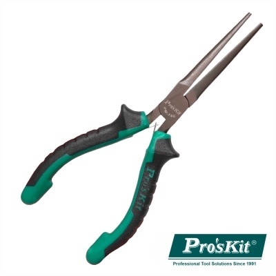 Alicate de ponta fina Pro'sKit preto e verde com logo