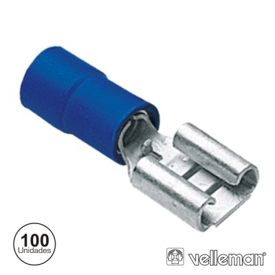Conector elétrico macho azul e metálico Velleman 100 unidades