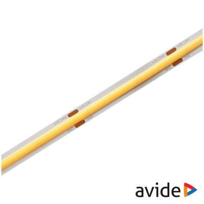 Cabo de áudio AVIDE preto e amarelo com texto em fundo branco