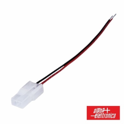 Conector elétrico branco com fios preto e vermelho
