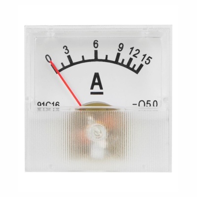 Amperímetro análogo com escala de 0 a 15 e ponteiro vermelho