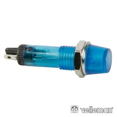Interruptor de botão led azul com base metálica e corpo plástico