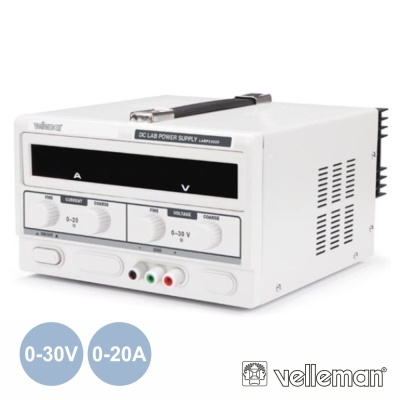 Fonte de alimentação DC laboratório Velleman LABPS3005 branca com mostradores