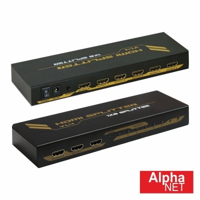 Divisor HDMI 1x8 preto com várias portas HDMI