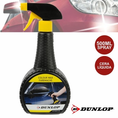 Frasco pulverizador de cera líquida automóvel preto e amarelo Dunlop 500ml