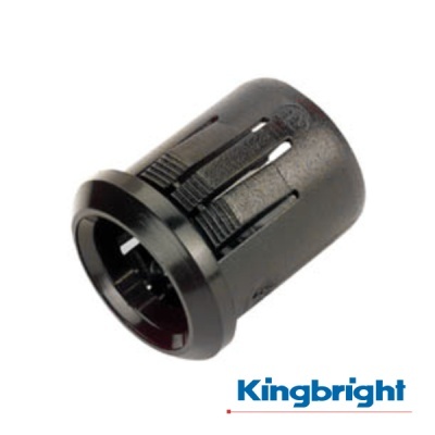 Componente eletrónico preto cilíndrico com recortes verticais da Kingbright