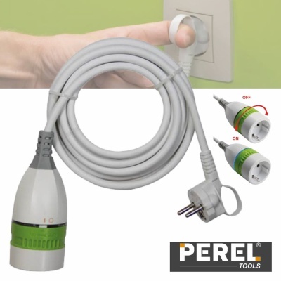 Extensão elétrica com interruptor ON/OFF da marca PEREL TOOLS