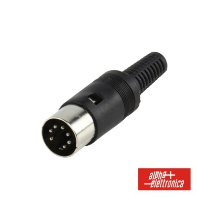 Conector DIN de 7 pinos preto e metal