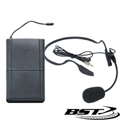 Microfone de cabeça preto com estojo e microfone de espuma negra, logotipo BST