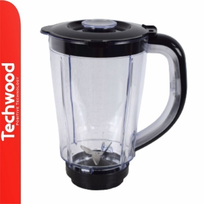 Jarra de liquidificador transparente com tampa e pega pretas