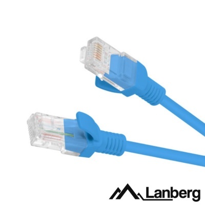 Cabo de rede Ethernet azul Lanberg com conectores RJ45 transparentes