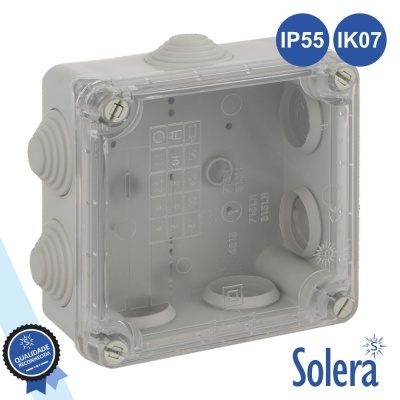 Caixa elétrica transparente Solera com selo IP55 IK07