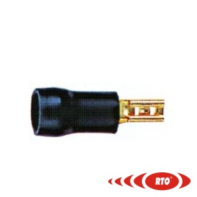 Conector elétrico masculino com isolador plástico preto e metal dourado