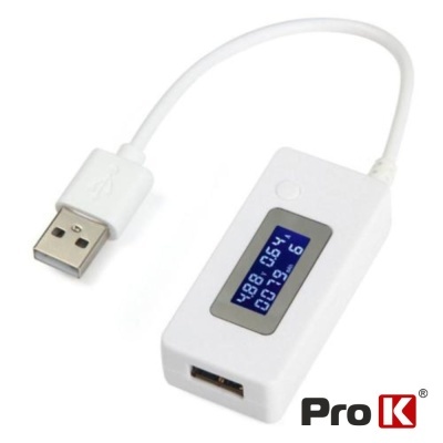 Adaptador USB Pro K branco com ecrã digital azul