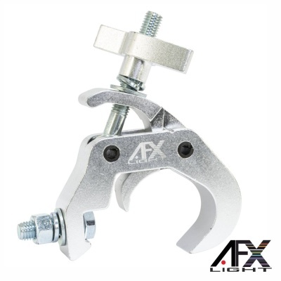 Grampo metálico prateado com parafusos ajustáveis e logotipo AFX Light